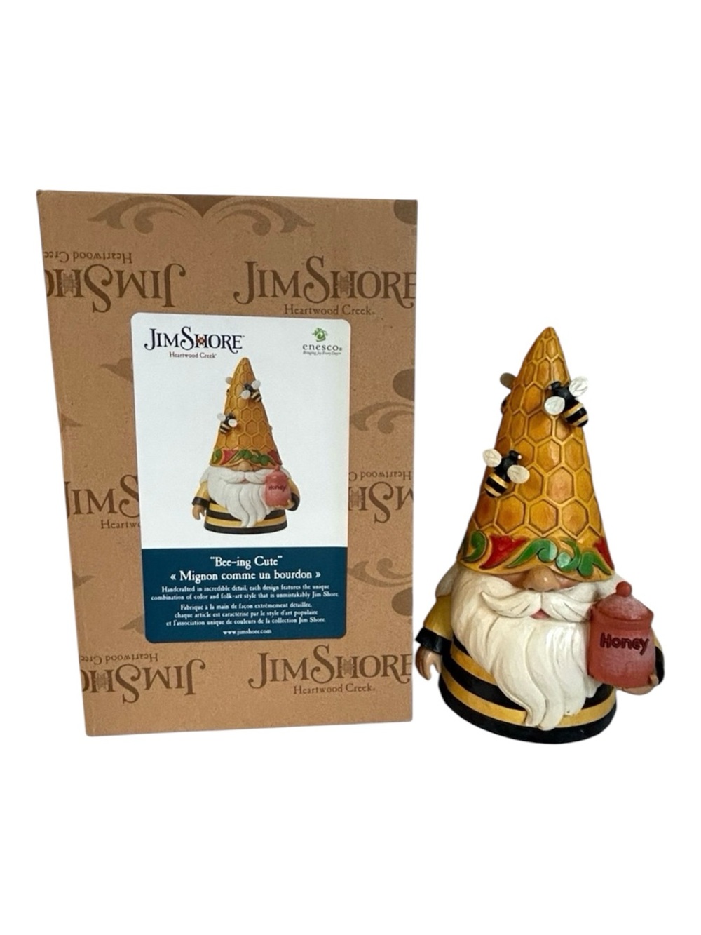 NEW Jim Shore "Bee-ing Cute" Beehive Hat Gnome 8" Figurine #6016374